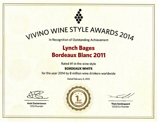 Diplôme Vivino Wine Style Award 2014